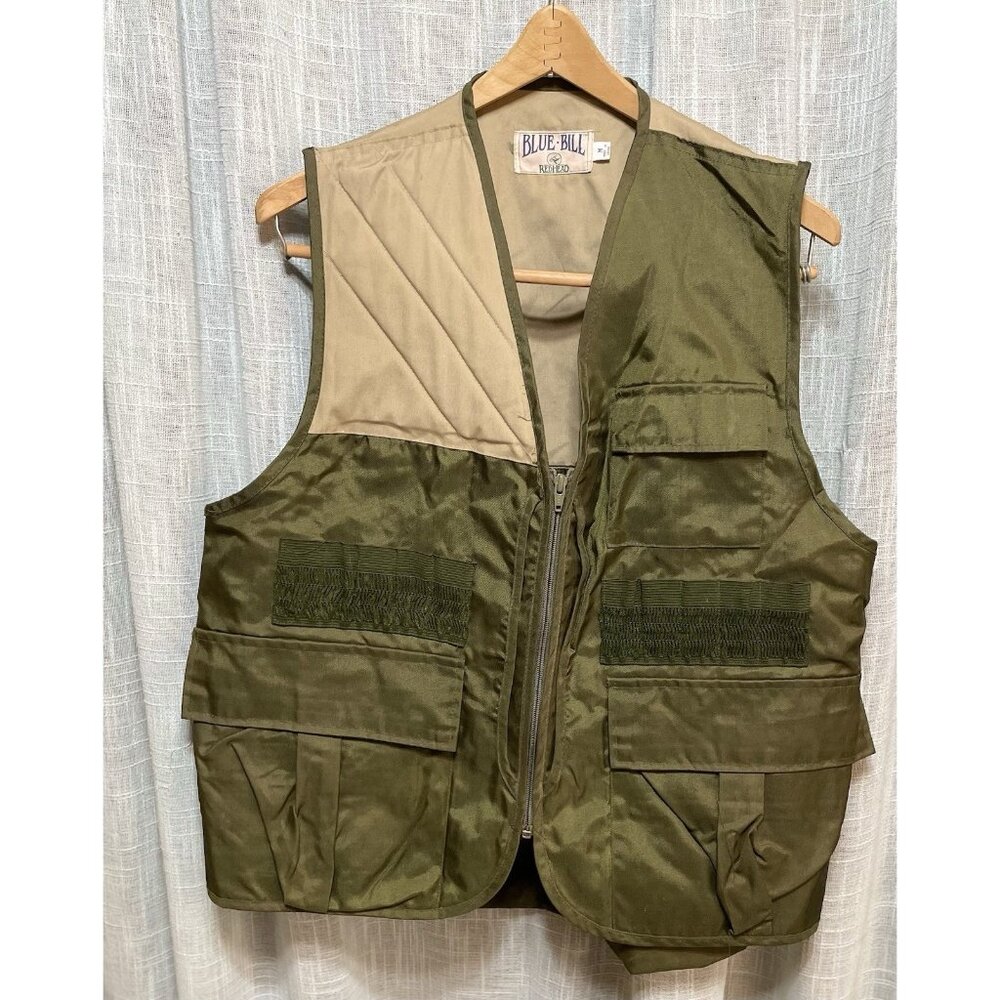 Vintage Blue Bill Red Head Hunting Vest Men’s M Green Canvas Pheasant Pocket’s